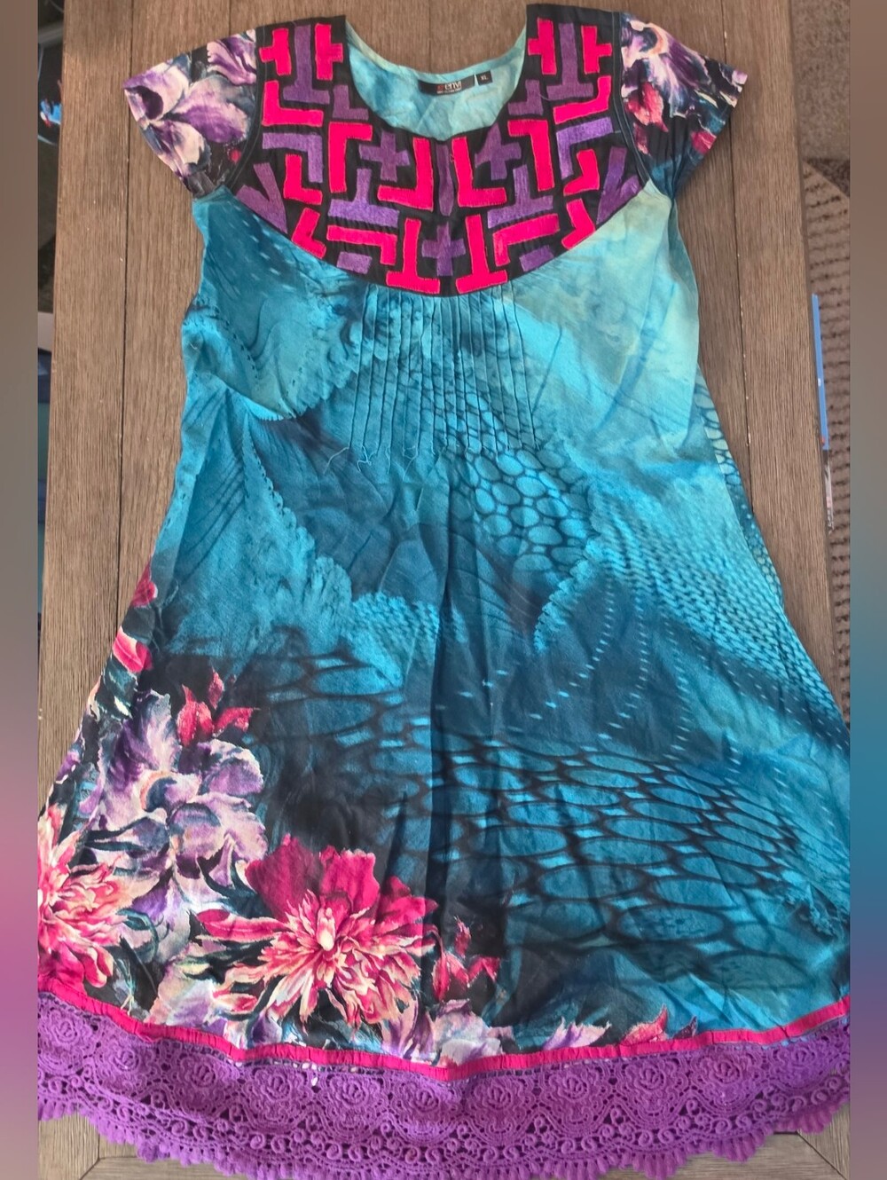 Envi Teal & Pink Patterned Women’s Dress Size XL